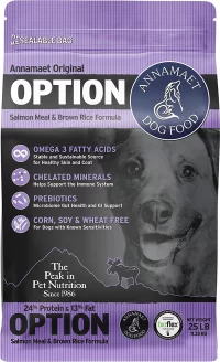 Annamaet Original Option Formula Dry Dog Food 24% Protein (Salmon & Brown Rice) 25-lb Bag