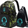 Asge Backpacks for Boys School Bags for Kids Luminous Bookbag and Sling Bag Set