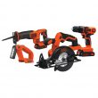 BLACK+DECKER BD4KITCDCRL 4-Tool 20-volt Power Tool Combo Kit Case (2 Li-ion Batteries Included and Charger Included)