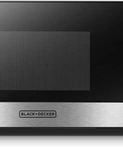BLACK+DECKER EM925AB9 Digital Microwave Oven with Turntable Push-Button Door, Child Safety Lock, Stainless Steel, 0.9 Cu Ft