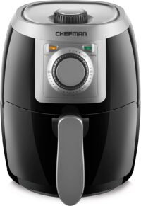 CHEFMAN Small, Compact Air Fryer Healthy Cooking, 2 Qt, Nonstick, User Friendly and Adjustable Temperature Control w/ 60 Minute Timer & Auto Shutoff, Dishwasher Safe Basket, BPA - Free, Black