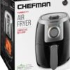 CHEFMAN Small, Compact Air Fryer Healthy Cooking, 2 Qt, Nonstick, User Friendly and Adjustable Temperature Control w/ 60 Minute Timer & Auto Shutoff, Dishwasher Safe Basket, BPA - Free, Black