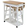 Casual Home  White Wood Base with Wood Top Kitchen Cart (28-in x 30-in x 33-in)