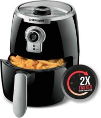 Chefman Small Compact Air Fryer Healthy Cooking, 2 Qt Nonstick, User Friendly and Adjustable Temperature Control w/ 60 Minute Timer & Auto Shutoff, Dishwasher Safe Basket, BPA-Free, 2 Quart, Black