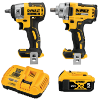 DEWALT DCK205P1 XR 2-Tool 20-Volt Max Impact Wrench Brushless Power Tool Combo Kit (1-Battery and charger Included)