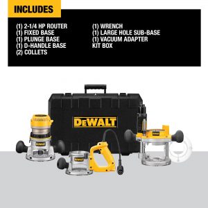 DEWALT DW618B3 1/4-in-Amp 2.25-HP Variable Speed Combo Fixed/Plunge Corded Router Hard Case (Tool Only)
