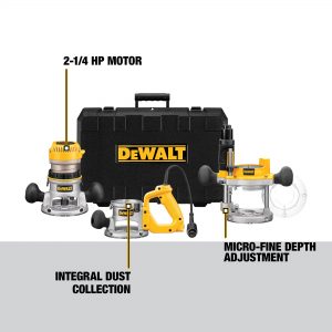 DEWALT DW618B3 1/4-in-Amp 2.25-HP Variable Speed Combo Fixed/Plunge Corded Router Hard Case (Tool Only)