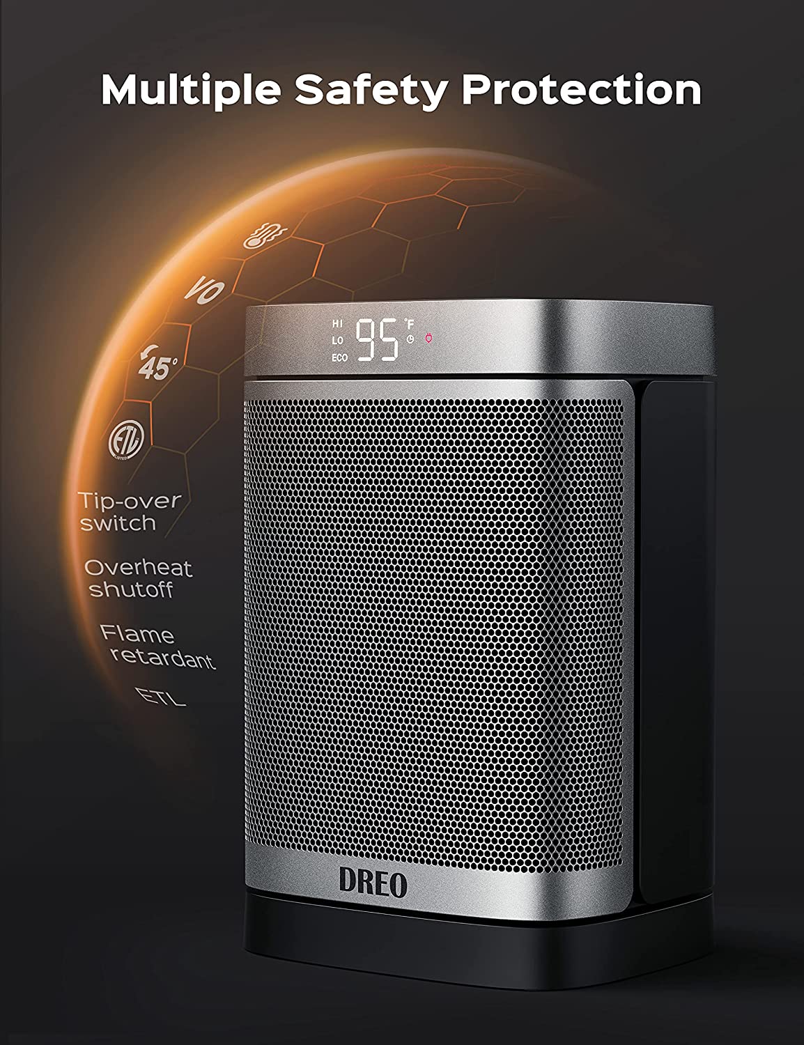 Dreo Space Heater with Motion Sensor, 2023 Upgraded 1500W Electric Heater  with 70° Oscillating, Digital Thermostat, Remote Control, Motion Detection,  Auto Turning On/Off, for Garage, Office, Indoor 