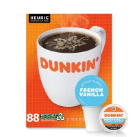 Dunkin' Coffee French Vanilla Flavored Coffee K Cup Pods for Keurig Coffee Makers 88 Count