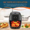 Elite Gourmet EAF-0201 Personal 2.1 Qt. Compact Space Saving Electric Hot Air Fryer Oil-Less Healthy Cooker, Timer & Temperature Controls, PFOA/PTFE Free, 1000W, Quart Analog, Black