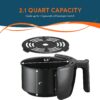 Elite Gourmet EAF-0201 Personal 2.1 Qt. Compact Space Saving Electric Hot Air Fryer Oil-Less Healthy Cooker, Timer & Temperature Controls, PFOA/PTFE Free, 1000W, Quart Analog, Black