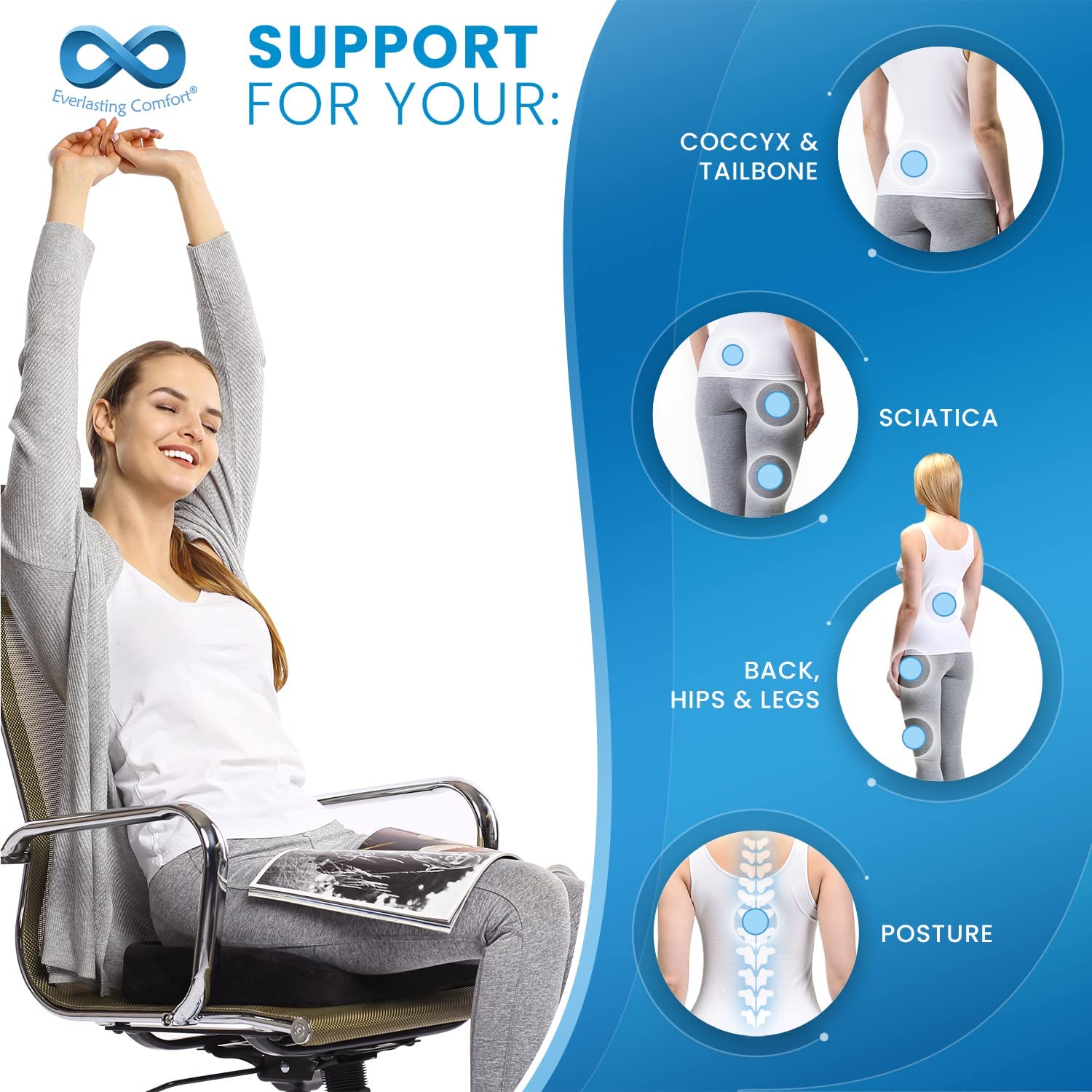  Everlasting Comfort Car Seat Cushion & Lumbar Support