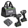 FLEX FXM202-2B 24V Hammer Drill With Turbo Mode And Quick Eject Impact Driver Kit with Soft Case (2 Li-ion Batteries Included and Charger Included)