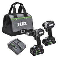 FLEX FXM202-2B 24V Hammer Drill With Turbo Mode And Quick Eject Impact Driver Kit with Soft Case (2 Li-ion Batteries Included and Charger Included)