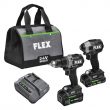 FLEX FXM204-2B 24V Drill Driver With Turbo Mode And Quick Eject Impact Driver Kit with Soft Case (2 Li-ion Batteries Included and Charger Included)