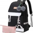GUIVITU Backpacks for Girls Schoolbag for Kids 6-12 years Teens Bookbag Children Waterproof Rucksack with Pencil Case Sets
