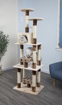 Go Pet Club 74-in IQ Busy Box Cat Tree Condo, Beige