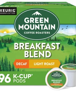 Green Mountain Coffee Roasters Breakfast Blend Decaf Single-Serve Keurig K-Cup Pods Light Roast Coffee Pods, 24 Count (Pack of 4)