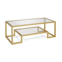Hailey Home  Athena Gold Glass Glam Coffee Table