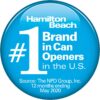 Hamilton Beach (76606ZA) Smooth Touch Electric Automatic Can Opener with Easy Push Down Lever, Opens All Standard-Size and Pop-Top Cans, Extra Tall, Black and Chrome