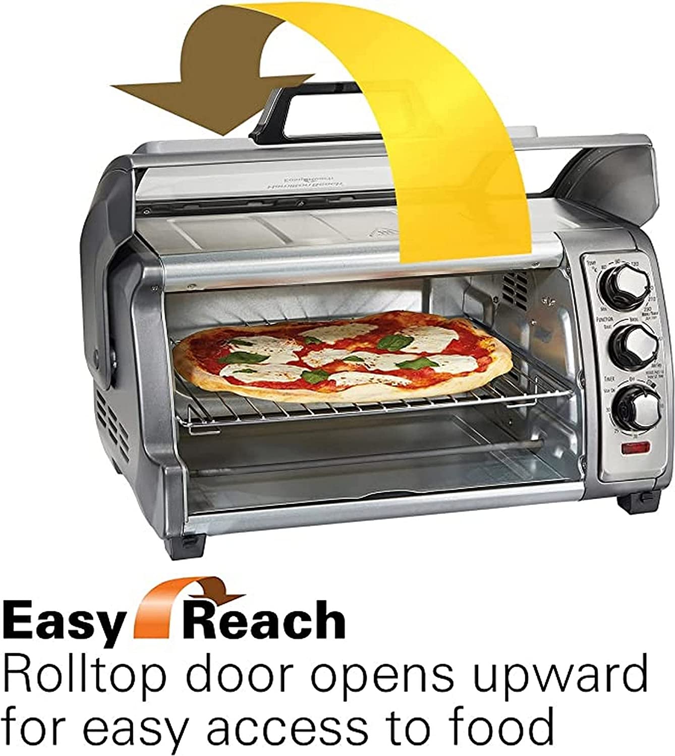 Hamilton Beach Countertop Toaster Oven, Easy Reach with Roll-Top