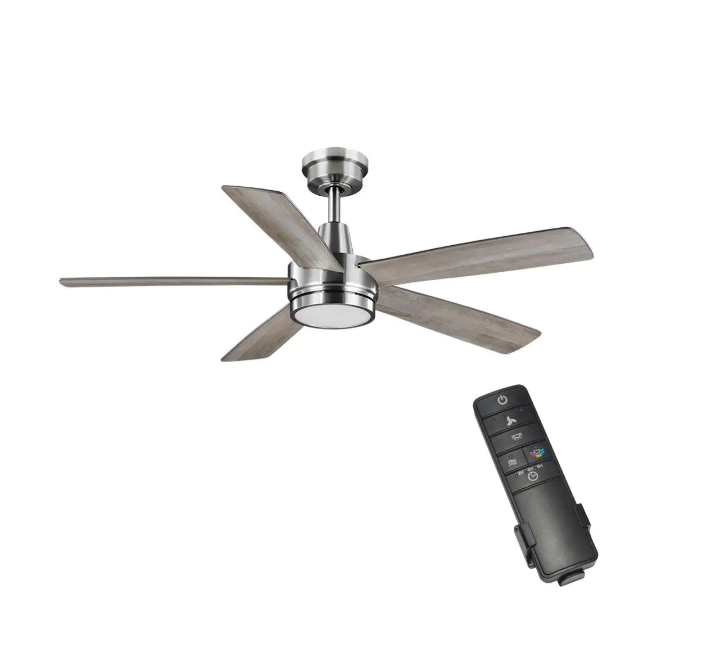 Hampton Bay 52133 Fanelee 54 In White Color Changing Integrated Led Brushed Nickel Smart Hube Ceiling Fan With Light Kit And Remote Today Net