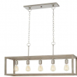 Hampton Bay 7965HBBNDI Boswell Quarter 34 in. 5-Light Brushed Nickel Farmhouse Linear Chandelier with Weathered Wood Accents