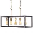 Hampton Bay 7965HDCVBDI Boswell Quarter 34 in. 5-Light Vintage Brass Farmhouse Linear Island Chandelier with Black Distressed Wood Accents
