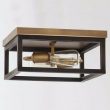 Hampton Bay 8017HDCVBDI Boswell Quarter 12-1/2 in. 2-Light Vintage Brass Farmhouse Flush Mount with Painted Black Distressed Wood Accents
