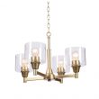 Hampton Bay HDP12069GL Oron 4-Light Gold Reversible Chandelier with Clear Glass Shades, Dining Room Chandelier