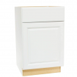 Hampton Bay KB21-SW Hampton Satin White Raised Panel Stock Assembled Base Kitchen Cabinet with Drawer Glides (21 in. x 34.5 in. x 24 in.)