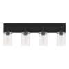 Hampton Bay Regan 29.25 in. 4-Light Matte Black Bathroom Vanity Light with Clear Glass Shades