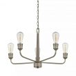 Home Decorators Collection 1034HDCANDI Palermo Grove 5-Light Antique Nickel Chandelier with Wood Accents, Rustic Farmhouse Dining Room Chandelie