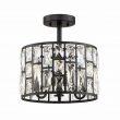 Home Decorators Collection 31820-HBB Kristella 12.5 in. 3-Light Matte Black Semi Flush Mount Light with Clear Crystal Shade