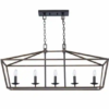 Home Decorators Collection 5-76201 Weyburn 5-Light 36 in. Bronze Caged Farmhouse Linear Island Hanging Chandelier for Kitchen