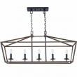 Home Decorators Collection 5-76201 Weyburn 5-Light 36 in. Bronze Caged Farmhouse Linear Island Hanging Chandelier for Kitchen