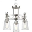 Home Decorators Collection 7990HDCBN Knollwood 3-Light Brushed Nickel Chandelier with Clear Glass Shades