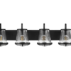 Home Decorators Collection HB2584-43 30 in. Georgina 4-Light Matte Black Industrial Bathroom Vanity Light with Clear Seedy Glass Shades