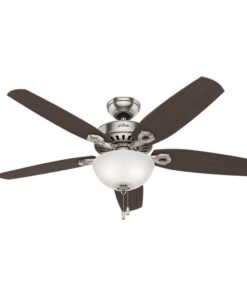 Hunter 53090 Builder Deluxe 52 in. Indoor Brushed Nickel Ceiling Fan with Light Kit