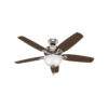 Hunter 53090 Builder Deluxe 52 in. Indoor Brushed Nickel Ceiling Fan with Light Kit