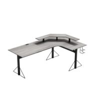 Jamesdar JCDES111 L-Shaped Gray/Black Computer Gaming Desk with Shelf