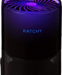 Katchy Automatic Indoor Insect and Flying Bugs Trap, Fruit Fly Gnat Mosquito Killer with UV Light Fan, Sticky Glue Boards, No Zapper, Light Sensor (Black)