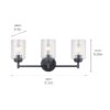Kichler 45886BK Winslow 21.5-in 3-Light Black Modern/Contemporary Vanity Light (Black)