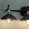 Kichler 45945BK Clyde 26.25-in 3-Light Black Industrial Vanity Light