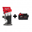 Milwaukee 2723-20-48-11-1850 M18 FUEL 18V Lithium-Ion Brushless Cordless Compact Router with M18 5.0 Ah Battery