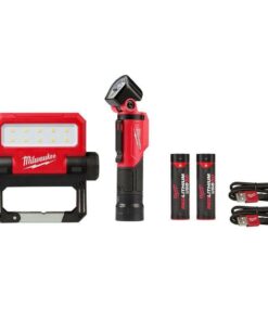 Milwaukee 550 Lumens LED REDLITHIUM USB Pivoting Flood Light and 500 Lumens LED Pivoting REDLITHIUM USB Flashlight (2-Pack)