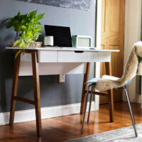 Nathan James 51101 Telos White Home Office Writing Computer Desk