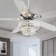 Parrot Uncle F6215A110V Howell 52 in. Indoor Chrome Downrod Mount Crystal Chandelier Ceiling Fan with Light Kit and Remote Control