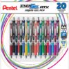 Pentel EnerGel RTX Retractable Liquid Gel Ink Pen, (0.7mm) Medium, Assorted Ink, 20 Pack (BL77BP20M), Assorted