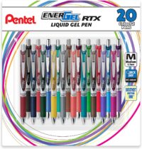 Pentel EnerGel RTX Retractable Liquid Gel Ink Pen, (0.7mm) Medium, Assorted Ink, 20 Pack (BL77BP20M), Assorted